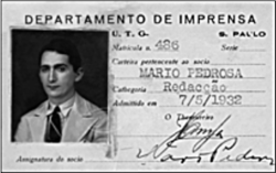 Carteira de Mário Pedrosa como membro da União dos Trabalhadores Gráficos de São Paulo