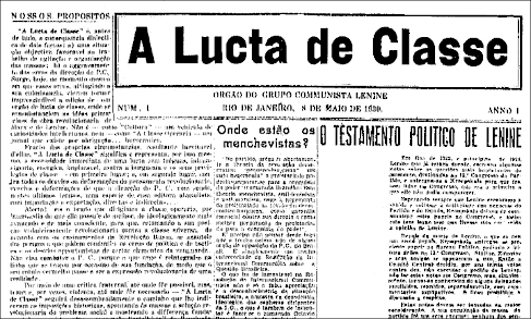Primeiro número do jornal A Luta de Classe, do Grupo Comunista Lenin